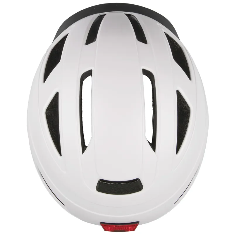 M-WAVE URBAN Bicycle Helmet With Light Matt White-1